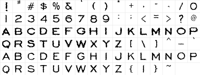 Scatterbrained Restrained Regular  glyph index