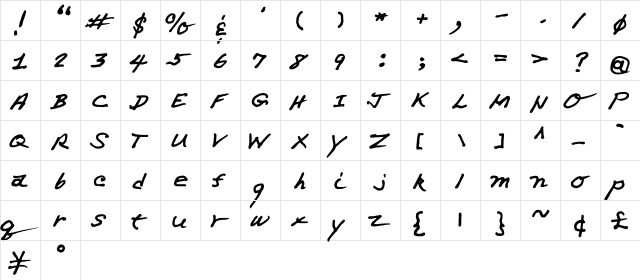 FG Gustav Regular  glyph index