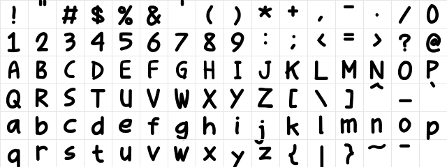 Parenda Pop Comic Regular  glyph index