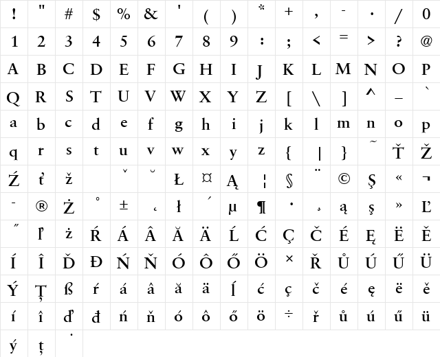 SabiusTEEMed Regular  glyph index