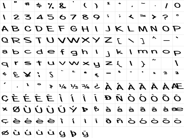 BoosterRocketLight83 Bold  glyph index