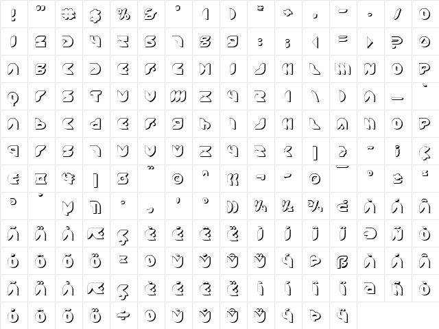 Puff Angel Shadow Shadow  glyph index