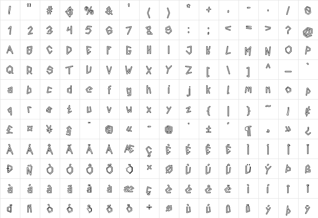 Insurgence Outline Regular  glyph index