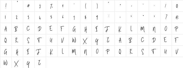 Bluestoria Personal Use Only Regular  glyph index