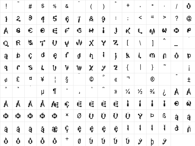 Shamantics Regular  glyph index