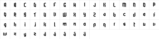 Gothular Regular  glyph index