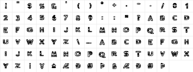 Ugh Regular  glyph index