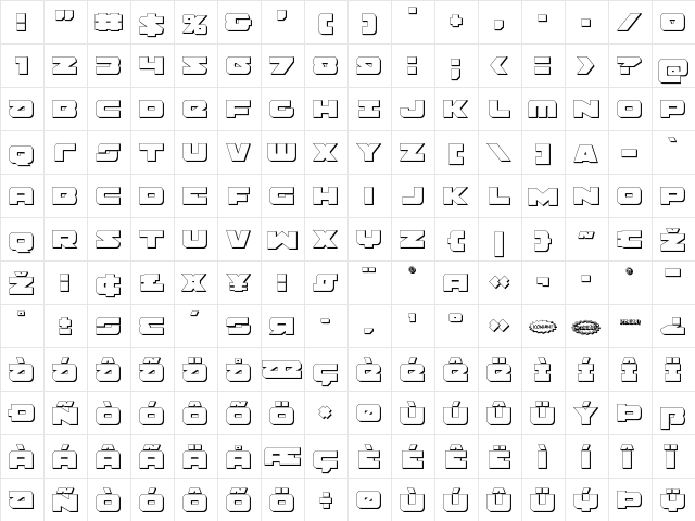 Banjin 3D Regular  glyph index