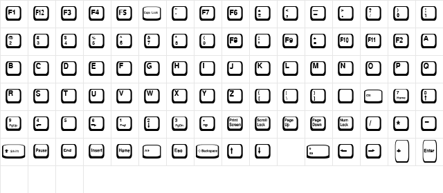 Keycaps 2 Normal  glyph index