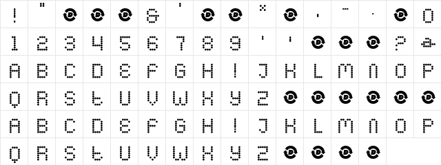 ChurchillsParrot Regular  glyph index
