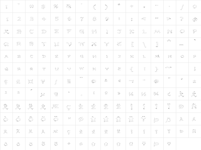 GengisKahnOutlineExtended Regular  glyph index