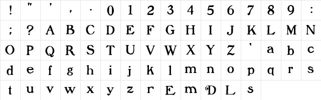 Lachesis Regular  glyph index
