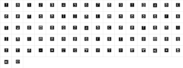 ArcheTypoBricksInvers Regular  glyph index