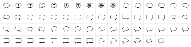 TalkBalloon Regular  glyph index