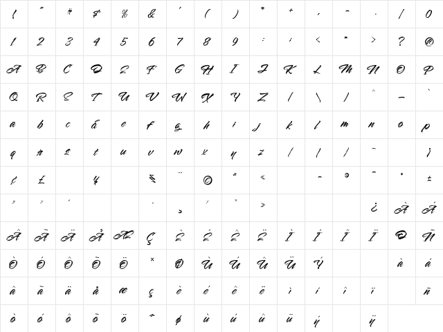 The Lord Night Thorn Regular  glyph index