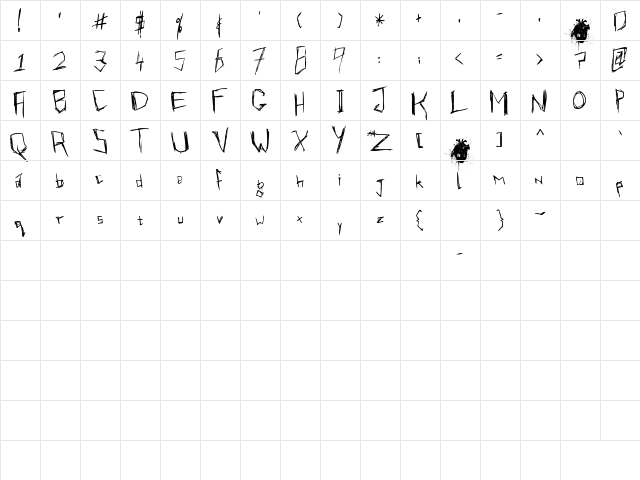 virmeen t'kirrrl Regular  glyph index