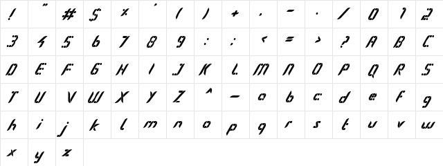 Parang Regular  glyph index