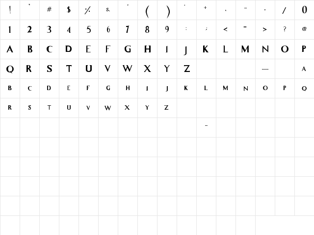 gene Regular  glyph index