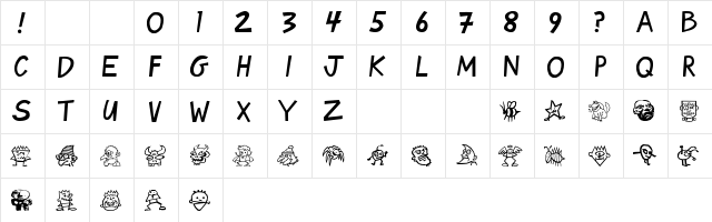 decanter Regular  glyph index