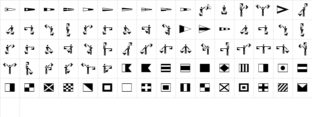 Semaphore BT Regular  glyph index
