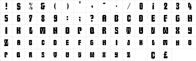 WavyOrnamentalCondensed Regular  glyph index