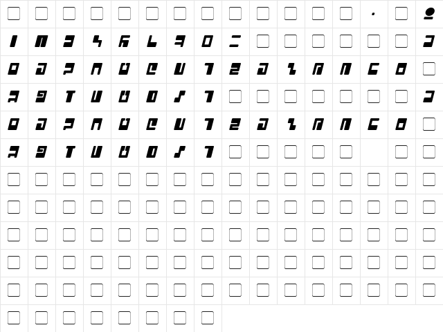 Tau Italic  glyph index