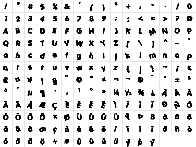 Porky's Heavy  glyph index