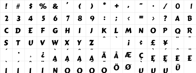 Firestone Regular  glyph index