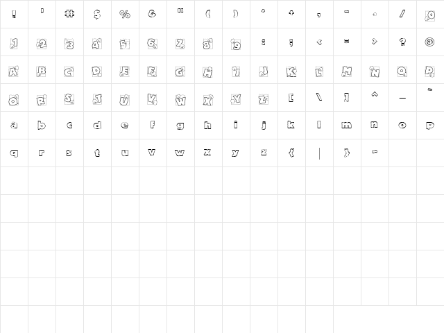 LD Duckies Regular  glyph index
