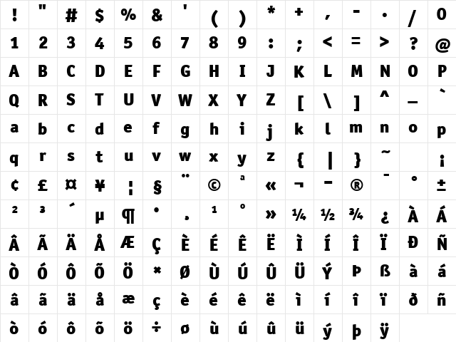 OfficinaSanBlkITCTT Black  glyph index