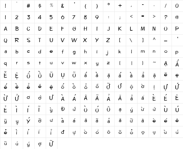 VI Tu Di Regular  glyph index