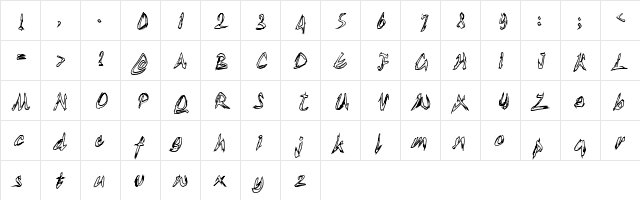 TornUpAndLovingIt Regular  glyph index
