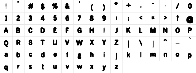 Blooop Regular  glyph index