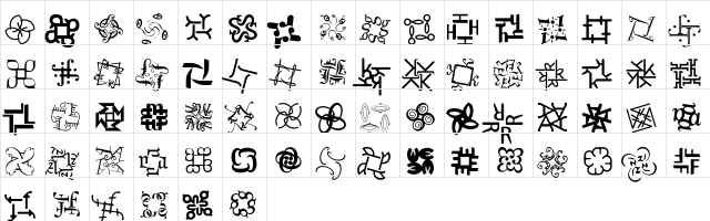 DementiaA Regular  glyph index