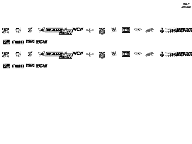 Wrestling Logos Regular  glyph index