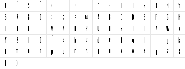 Drinking Regular  glyph index