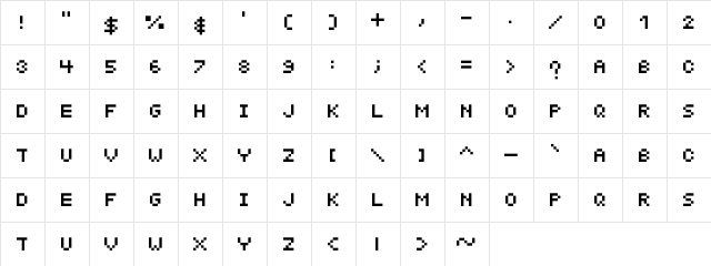 MicroTym Regular  glyph index