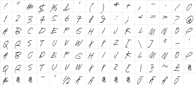 Human Being Regular  glyph index