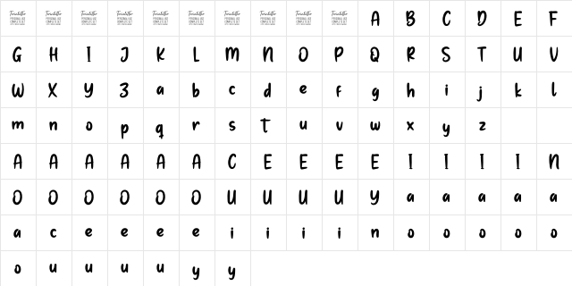 Blossom Personal Use  glyph index