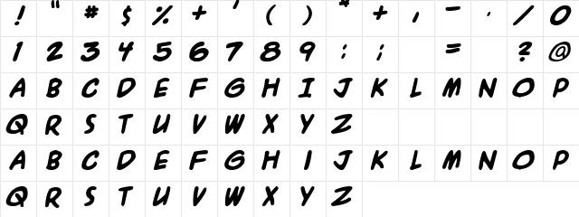 Thick Over Regular  glyph index