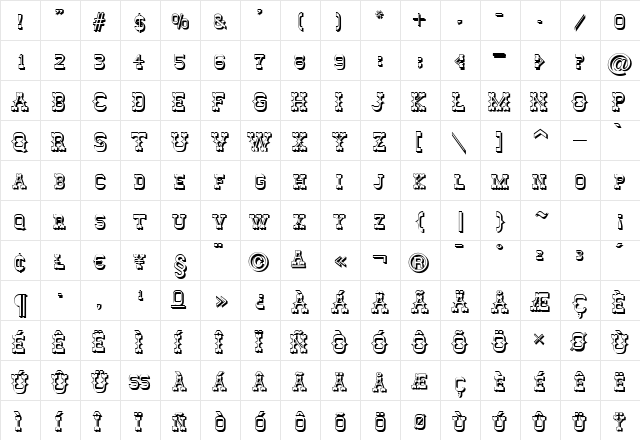 EmelyBeckerShadow Normal  glyph index
