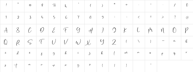 Oh Twenty Reguler Regular  glyph index