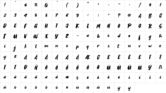 Breaking Wild Regular  glyph index