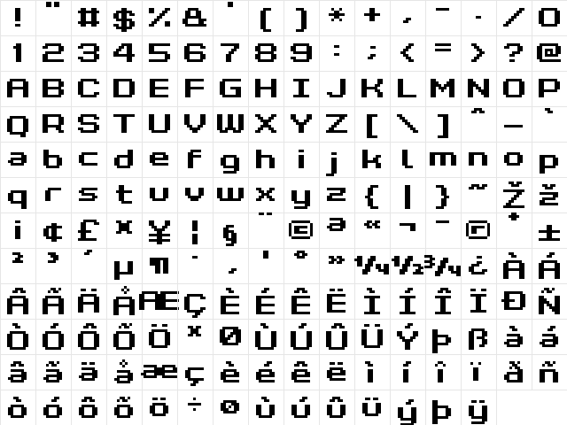 Grixel Kyrou 7 Wide Bold Regular  glyph index