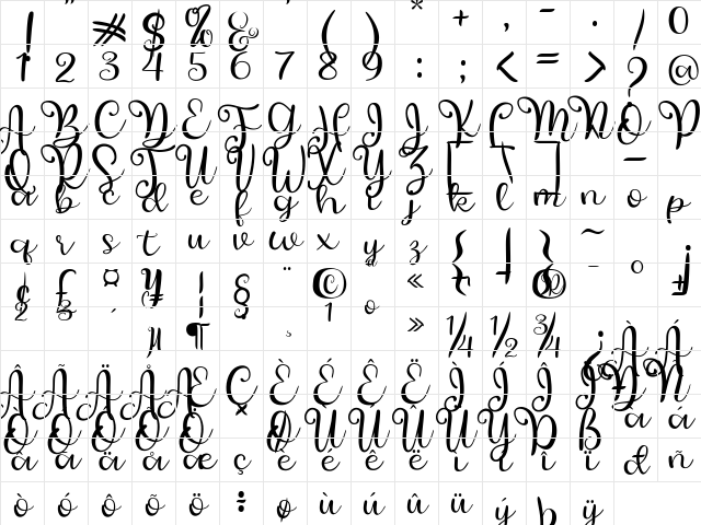 Quotesy Regular  glyph index