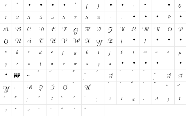 HP-Rechtman Regular  glyph index