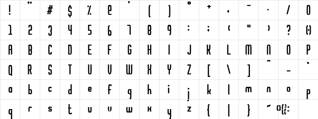 Noodletee Regular  glyph index