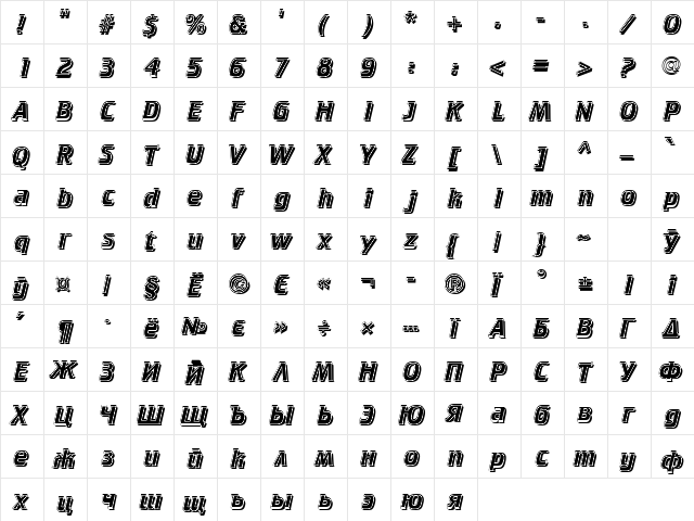 CricketInlineShadow Normal  glyph index