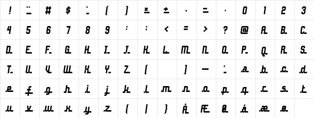John Doe Regular  glyph index