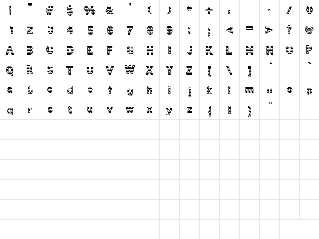 Venitiennes Tryout Regular  glyph index